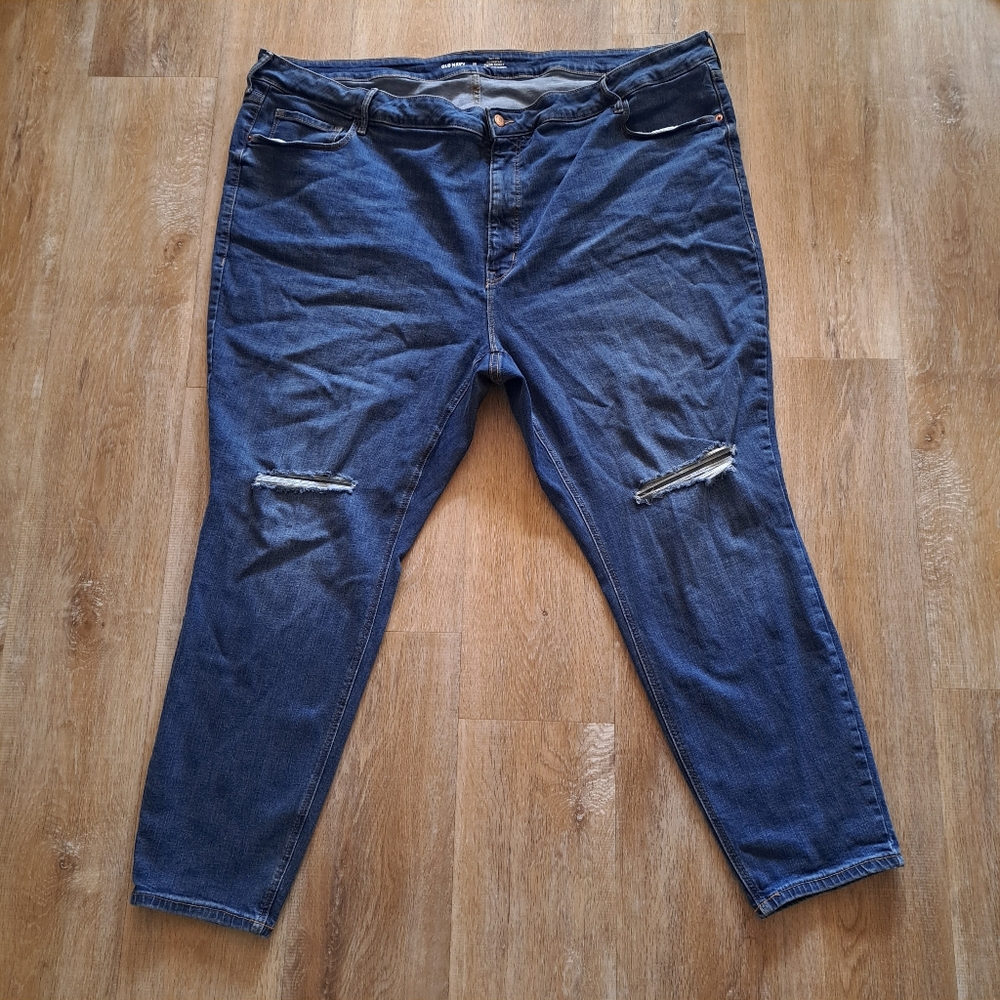 Old Navy Denim Distressed High-Rise Rockstar Super Skinny Jeans Plus Size 28